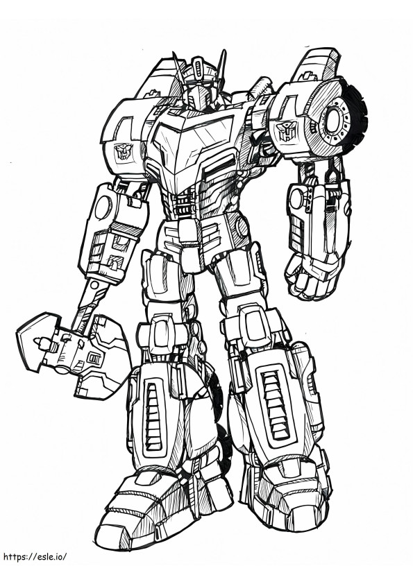 Optimus With Ax coloring page