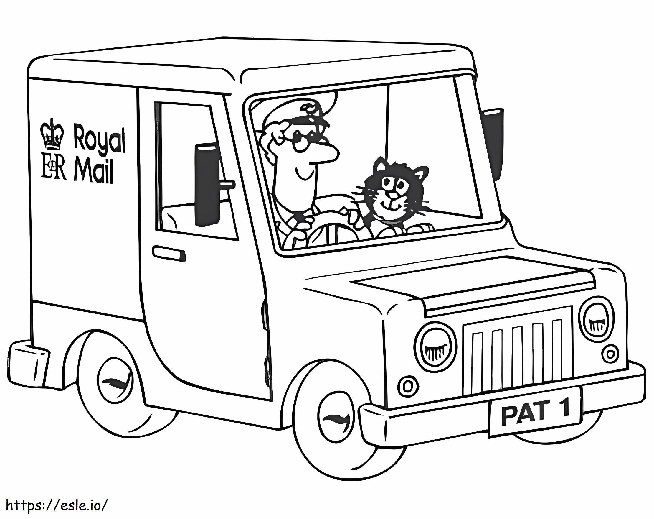 Postbode Pat En Kat In De Auto kleurplaat kleurplaat