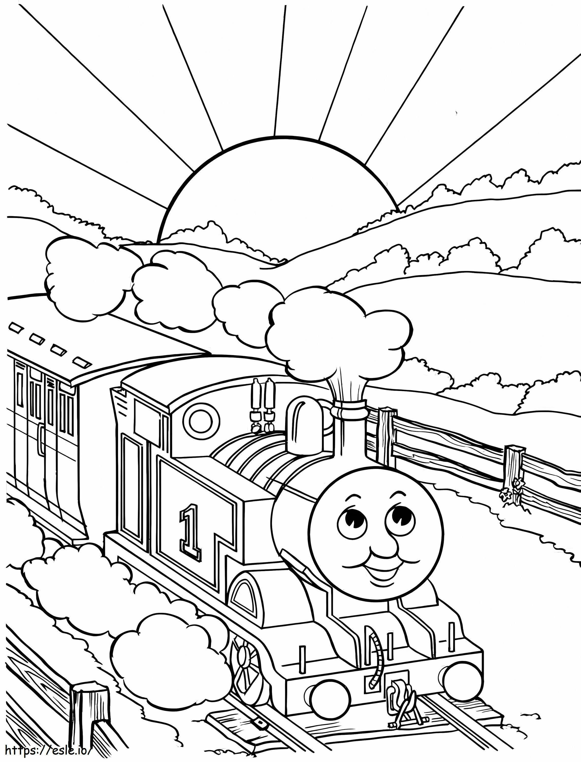 Thomas, o trem e o sol para colorir