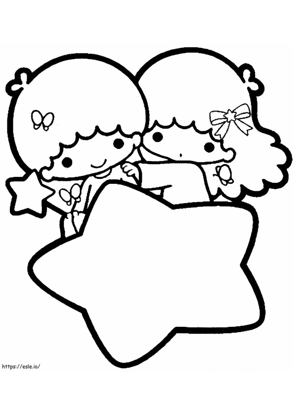 Little Twin Stars And Big Star coloring page