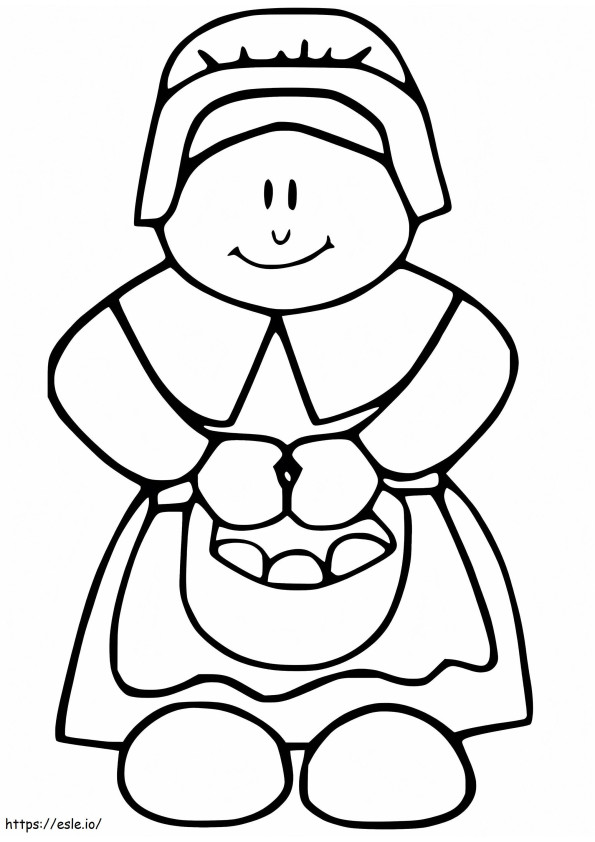 Pilgrim Woman And Eggs coloring page