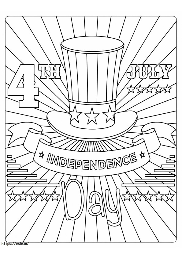 4Th Of July With Hat coloring page