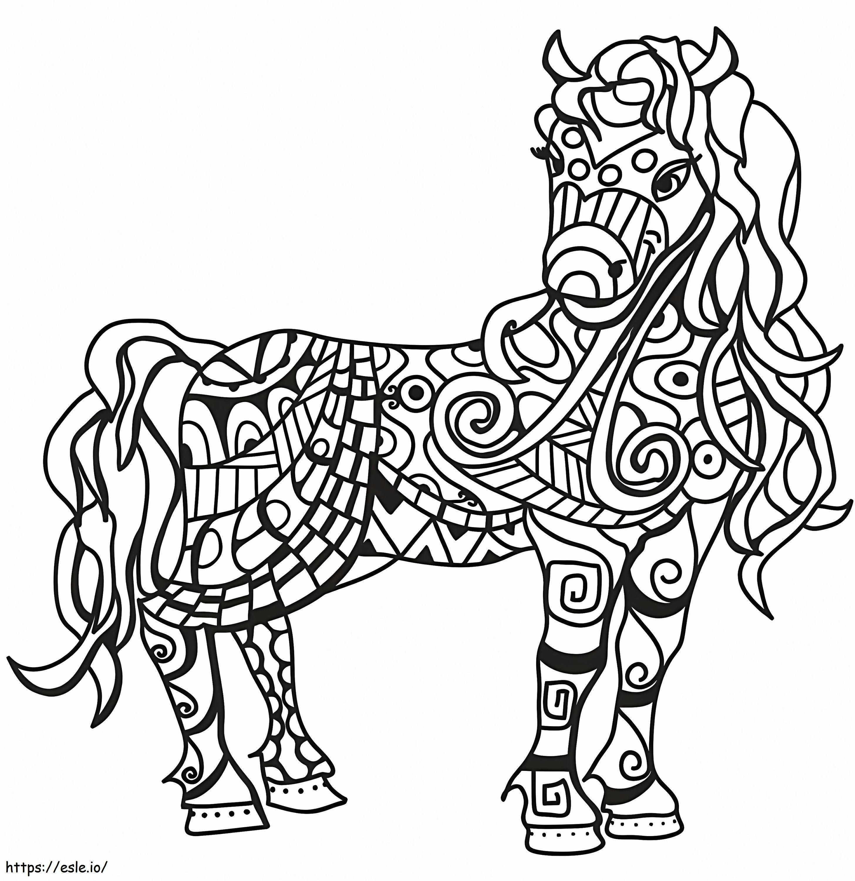 Zentanglen hevonen värityskuva