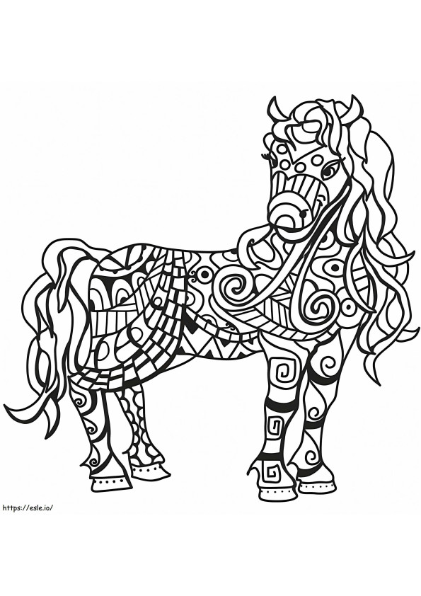 Zentanglen hevonen värityskuva