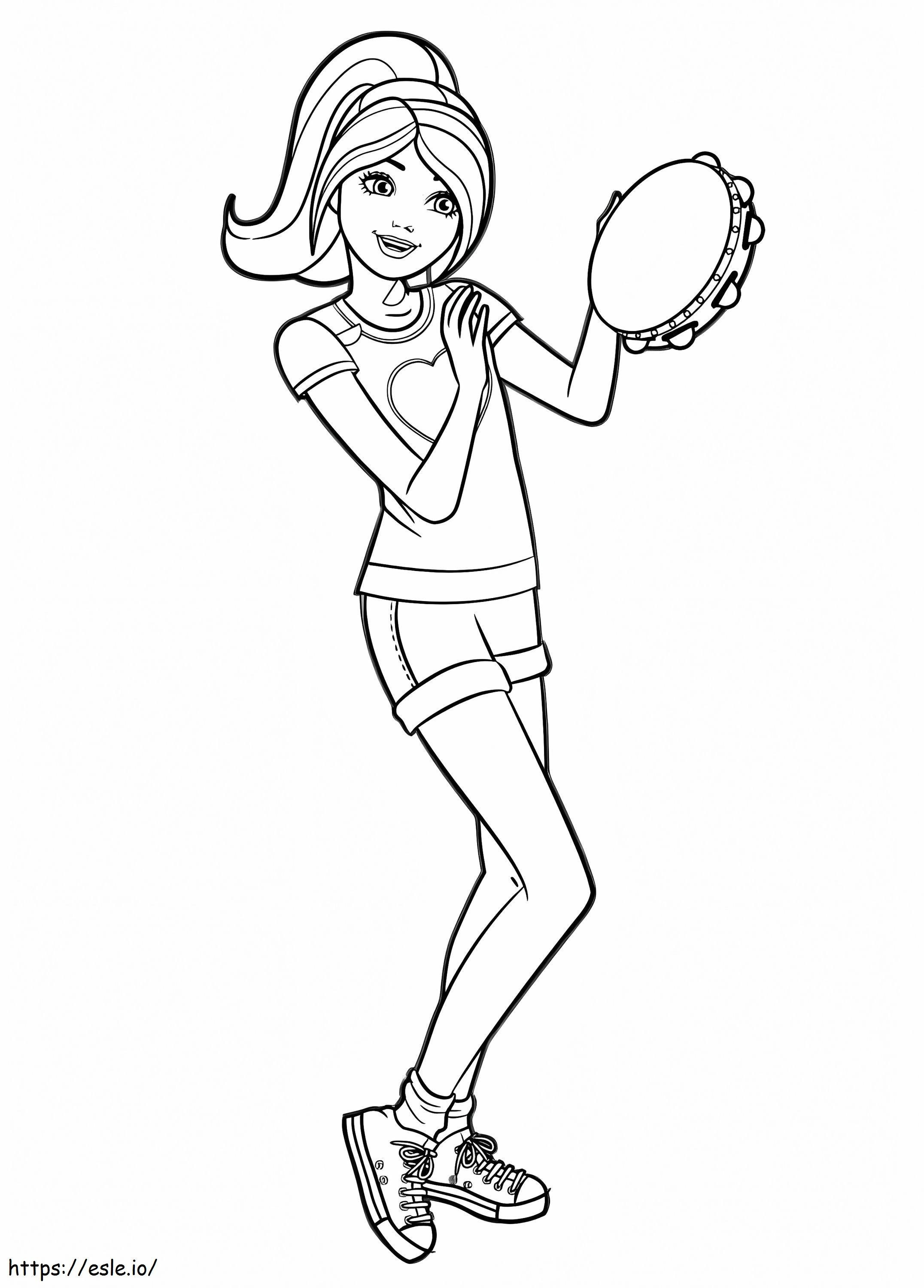 Barbie With Tambourine coloring page