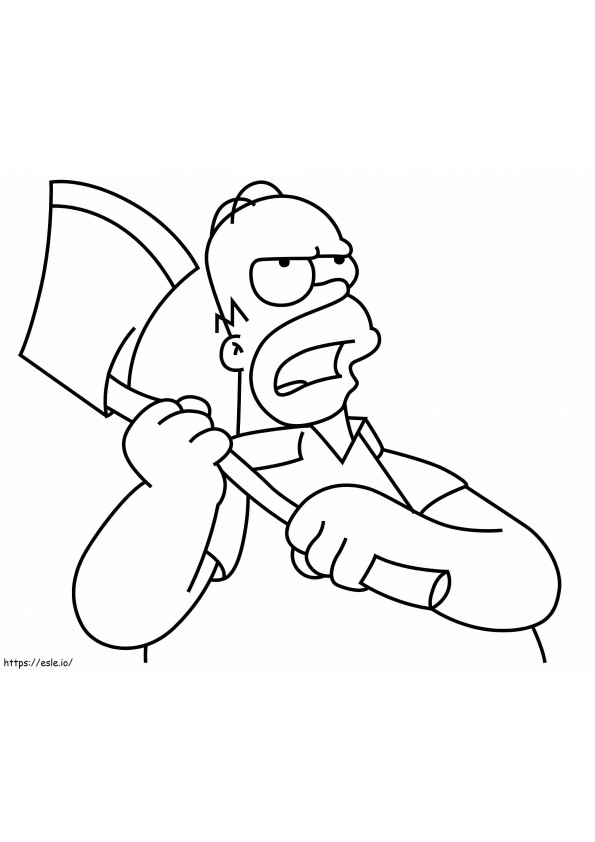 Homer Simpson kirveen kanssa värityskuva