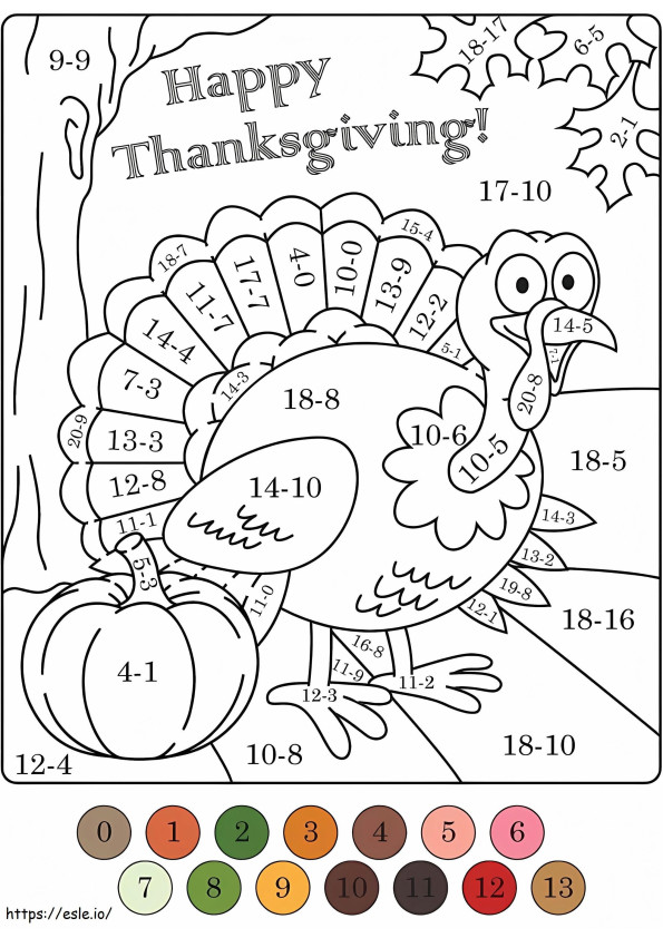 Free Turkey Color By Number coloring page