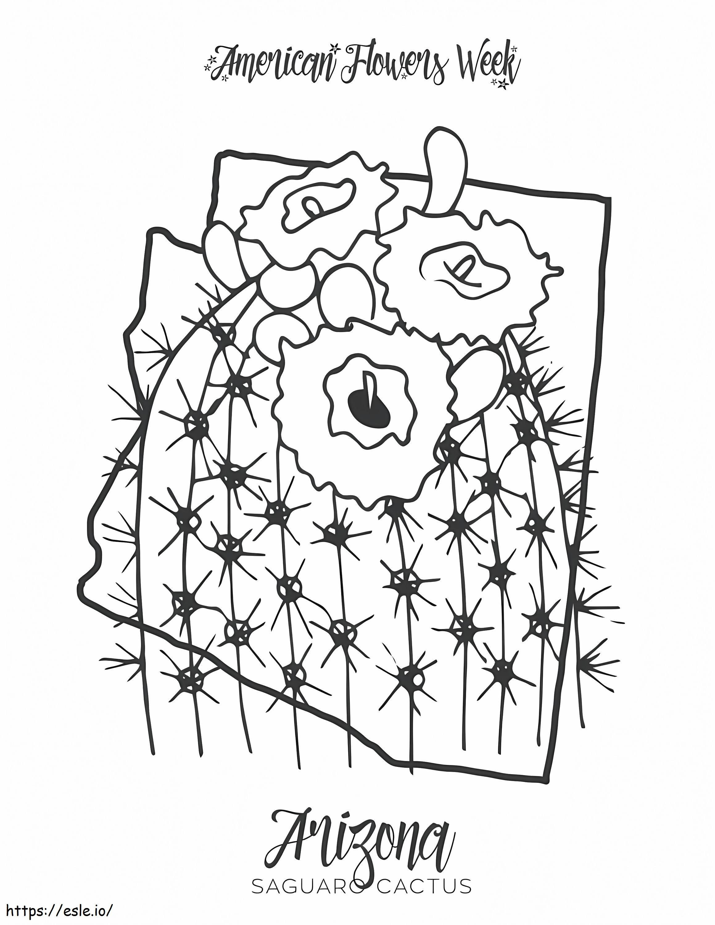 Coloriage Fleur d'État de cactus Saguaro de l'Arizona à imprimer dessin