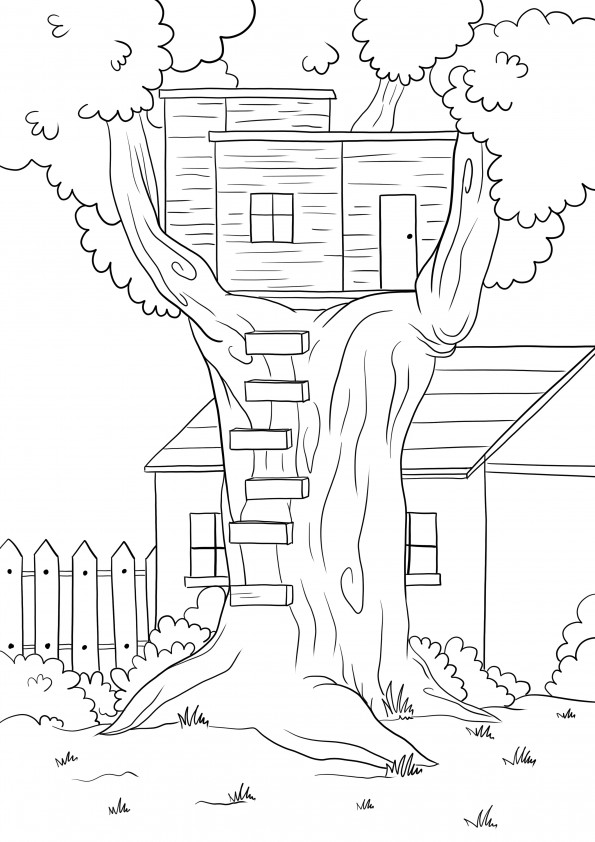 Treehouse para colorir e baixar ou imprimir gratuitamente