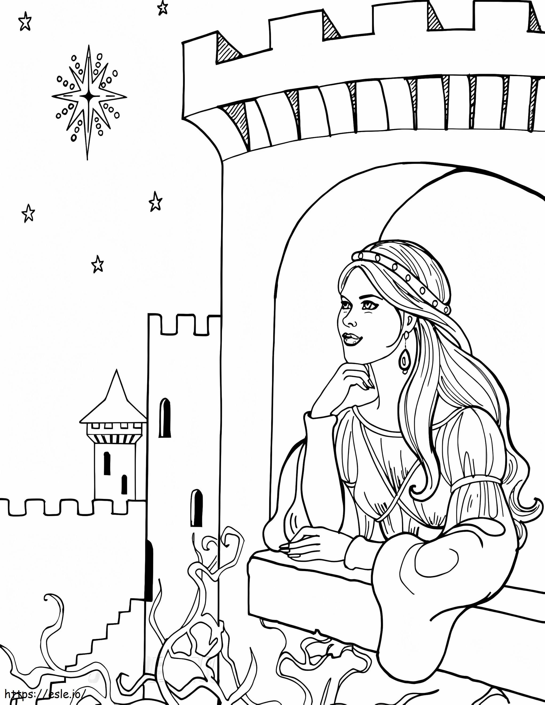 Coloriage Belle princesse Leonora à imprimer dessin