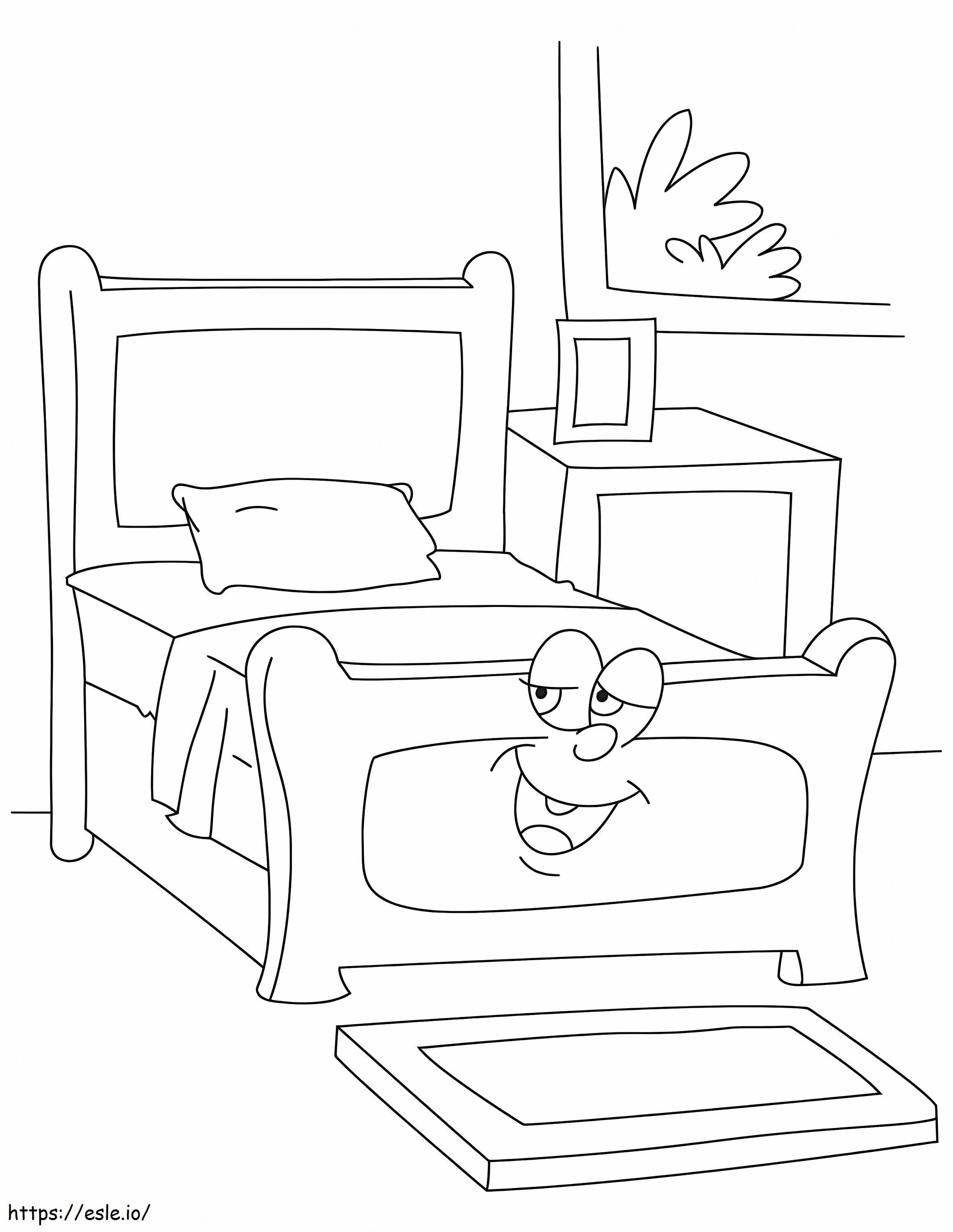 Cartoon-Bett ausmalbilder