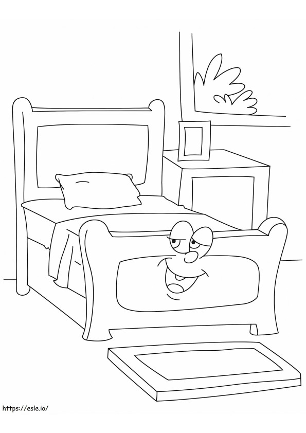Cartoon Bed coloring page
