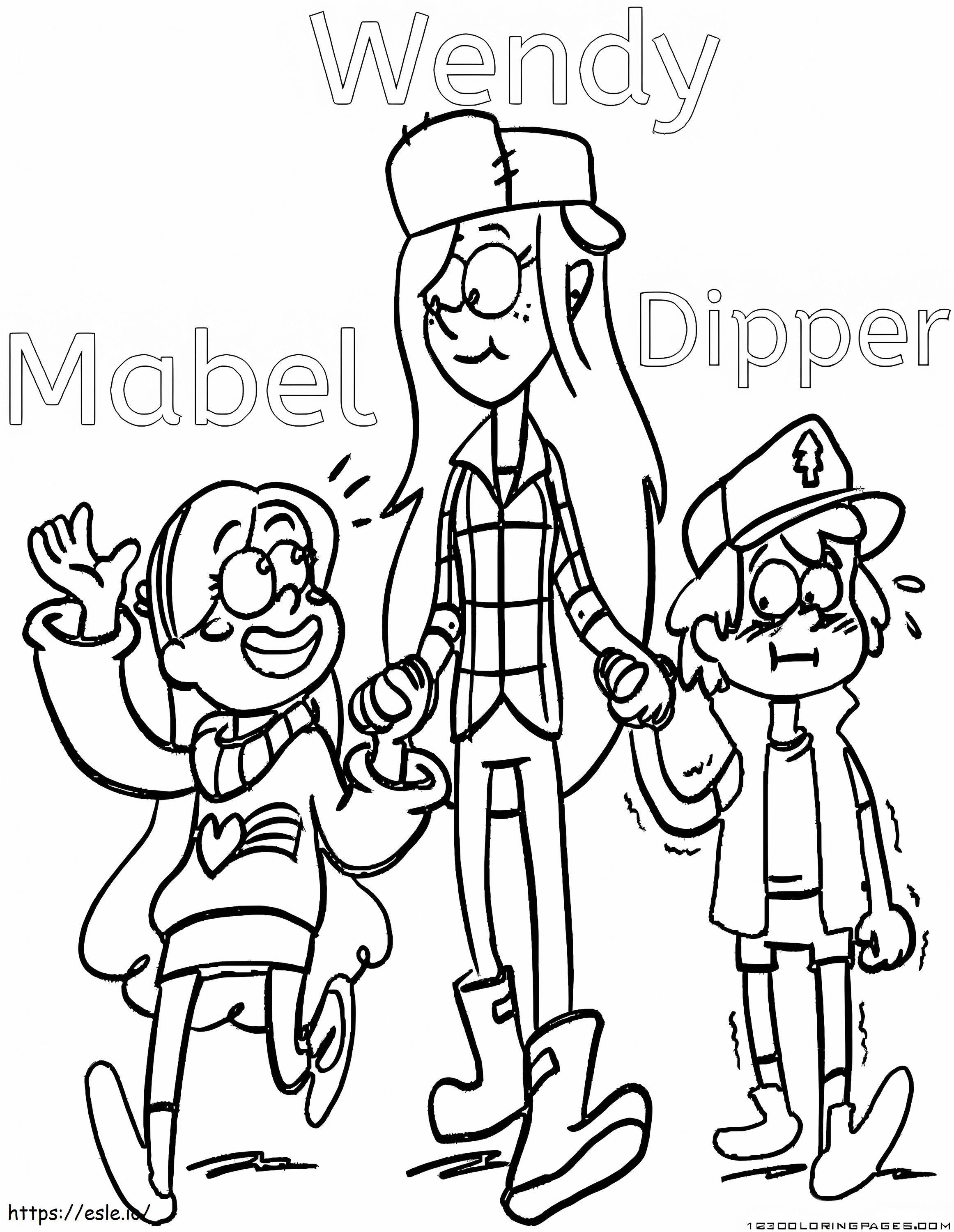 Coloriage Wendy Dipper et Mabel à imprimer dessin