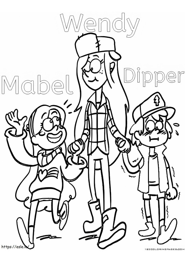 Wendy Dipper e Mabel da colorare