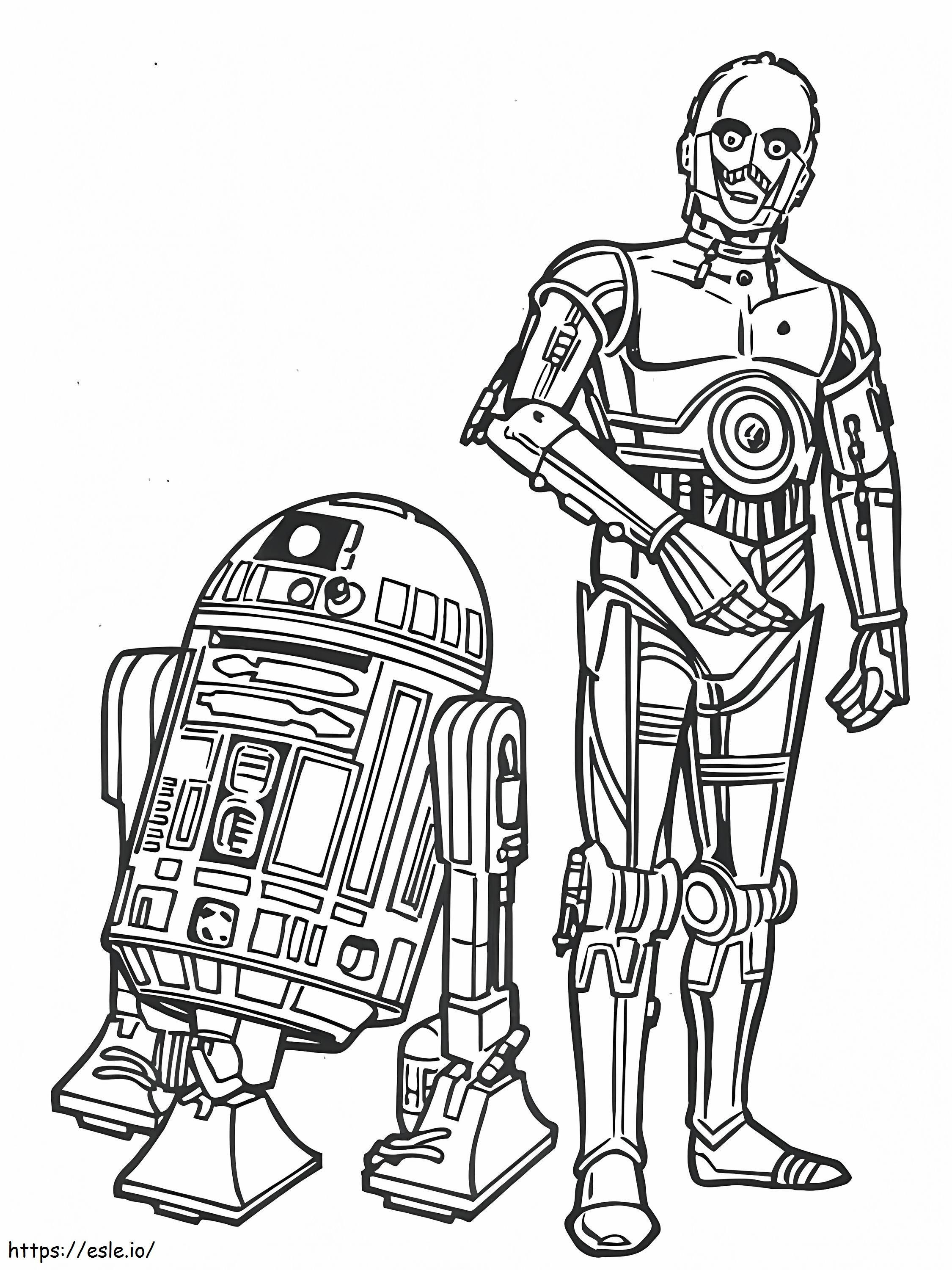 R2 D2 ja C 3P0 värityskuva