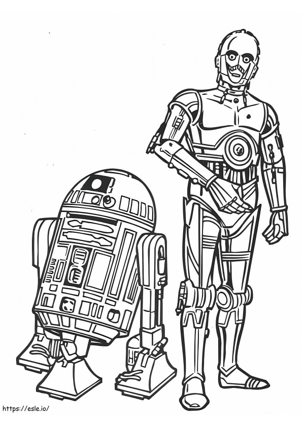 R2 D2 と C 3P0 ぬりえ - 塗り絵