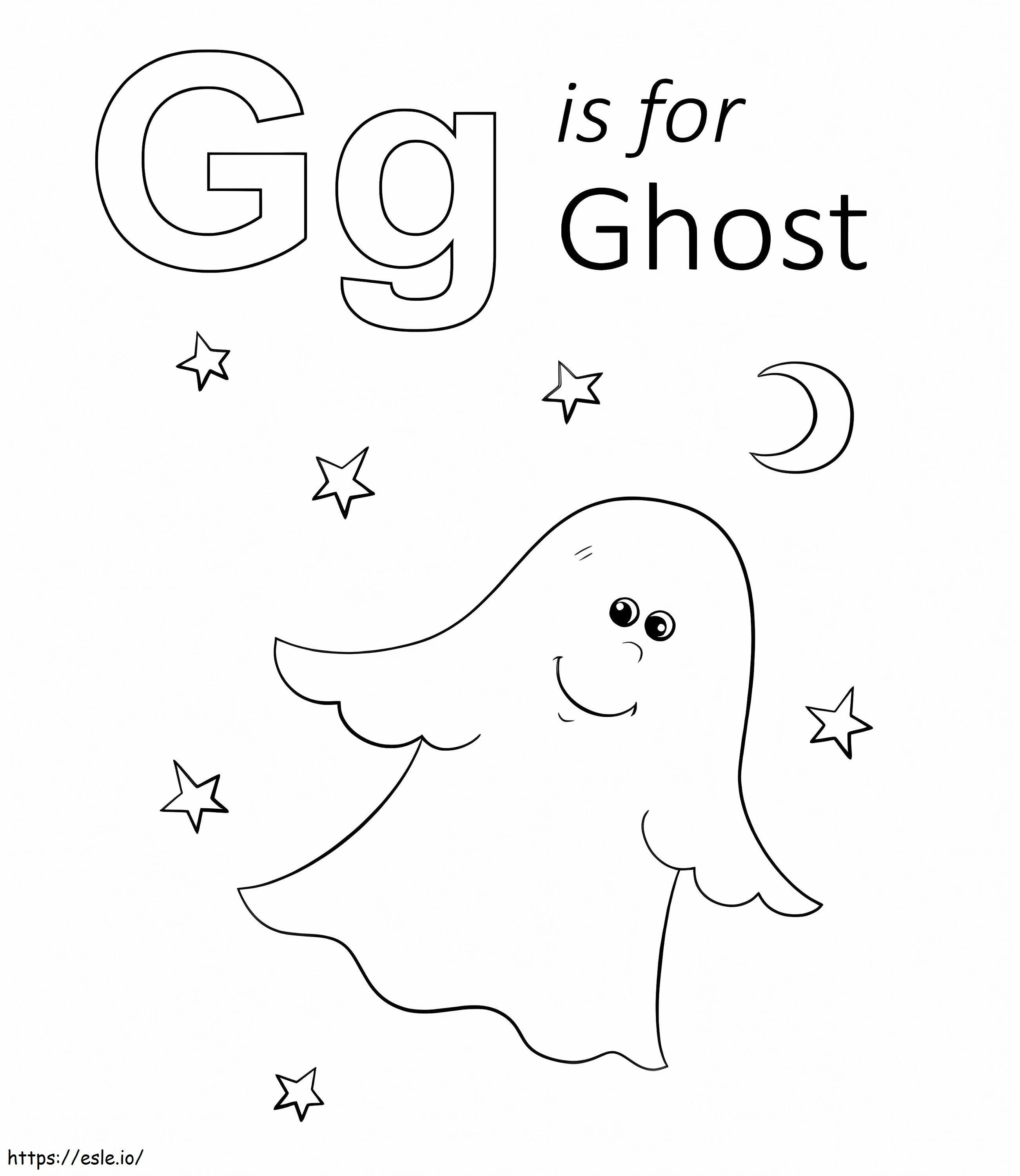 G es para fantasma sonriente para colorear