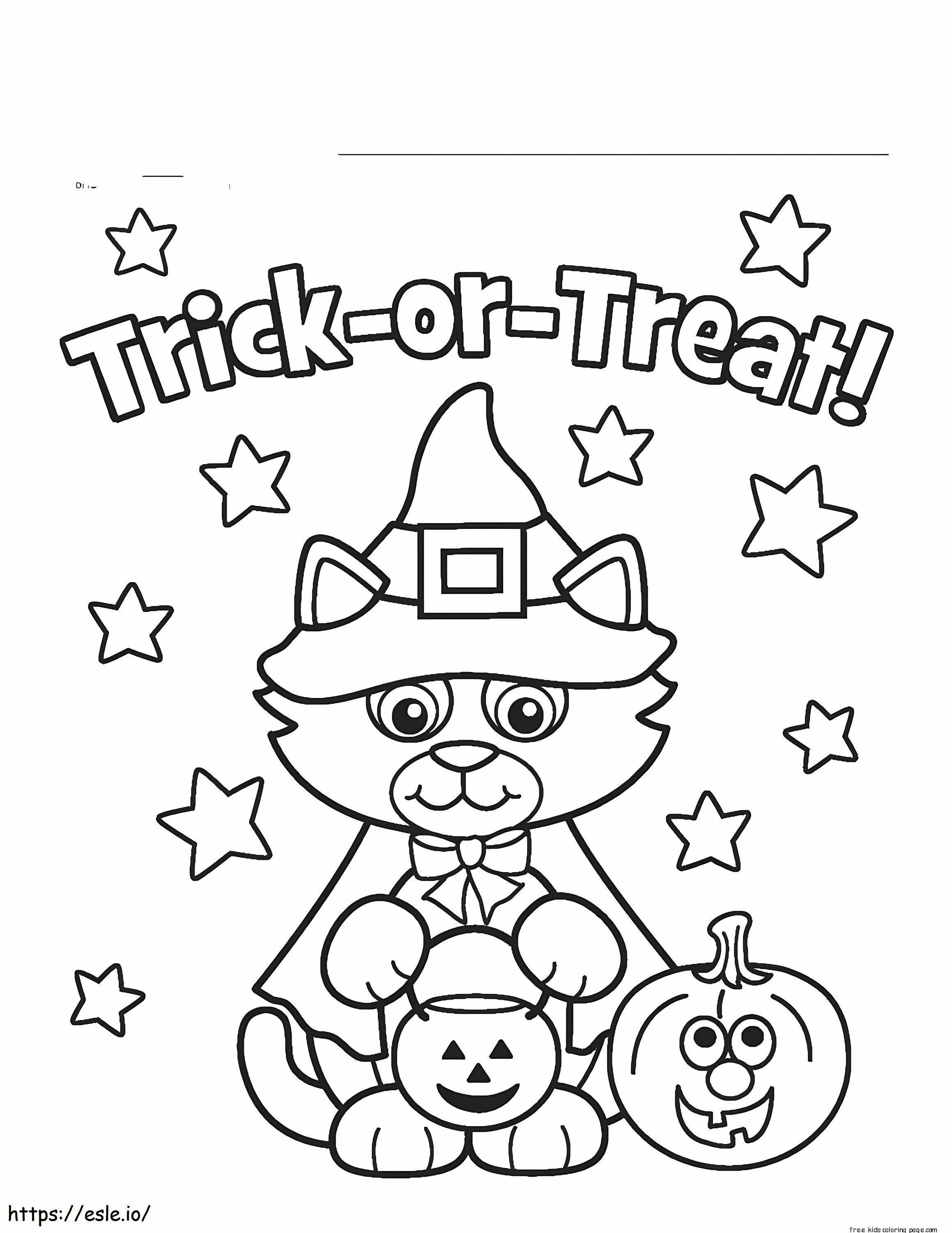 Trick Or Treats Cat Witch coloring page