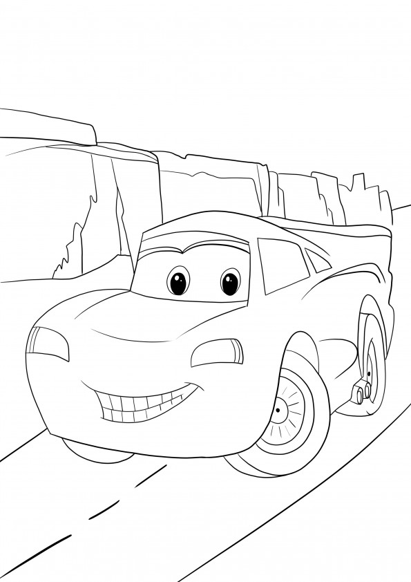 Smiling lightening McQueen free downloading and coloring image
