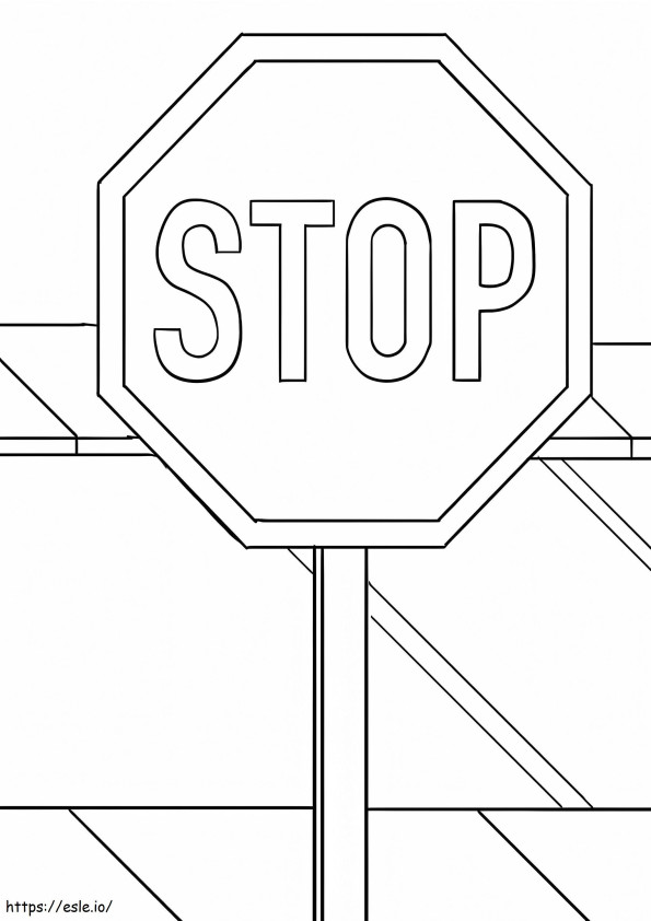 Coloriage Panneau d'arrêt sur route à imprimer dessin