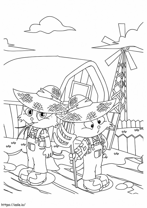 Growing Two Cartoon Kittens coloring page