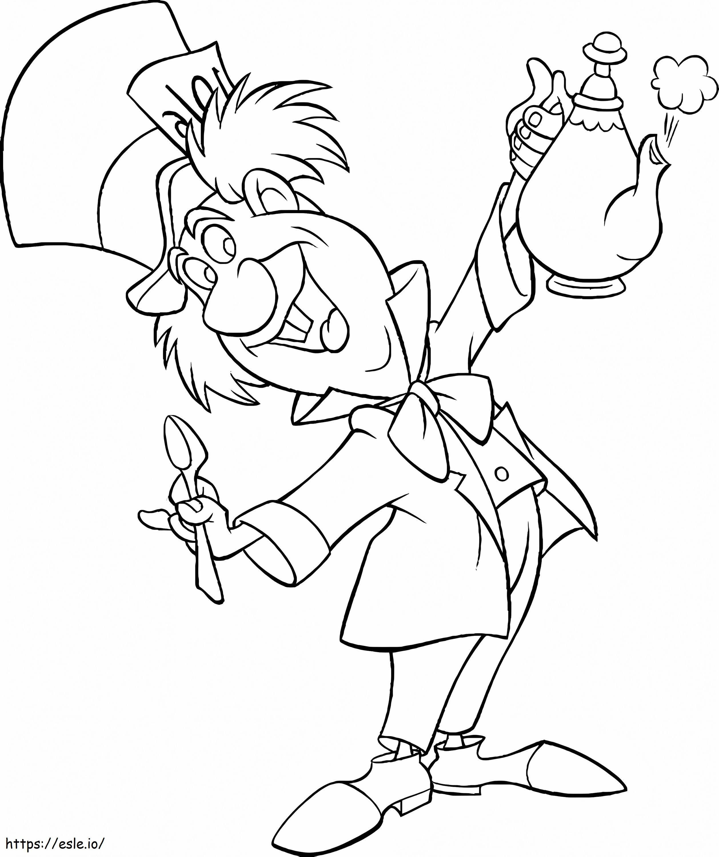 Mad Hatter And Teapot coloring page
