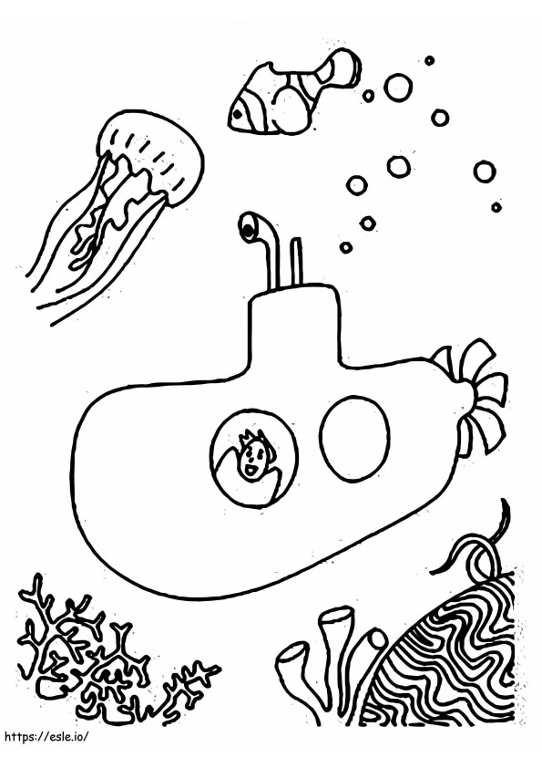 Coloriage Garçon dans un sous-marin à imprimer dessin