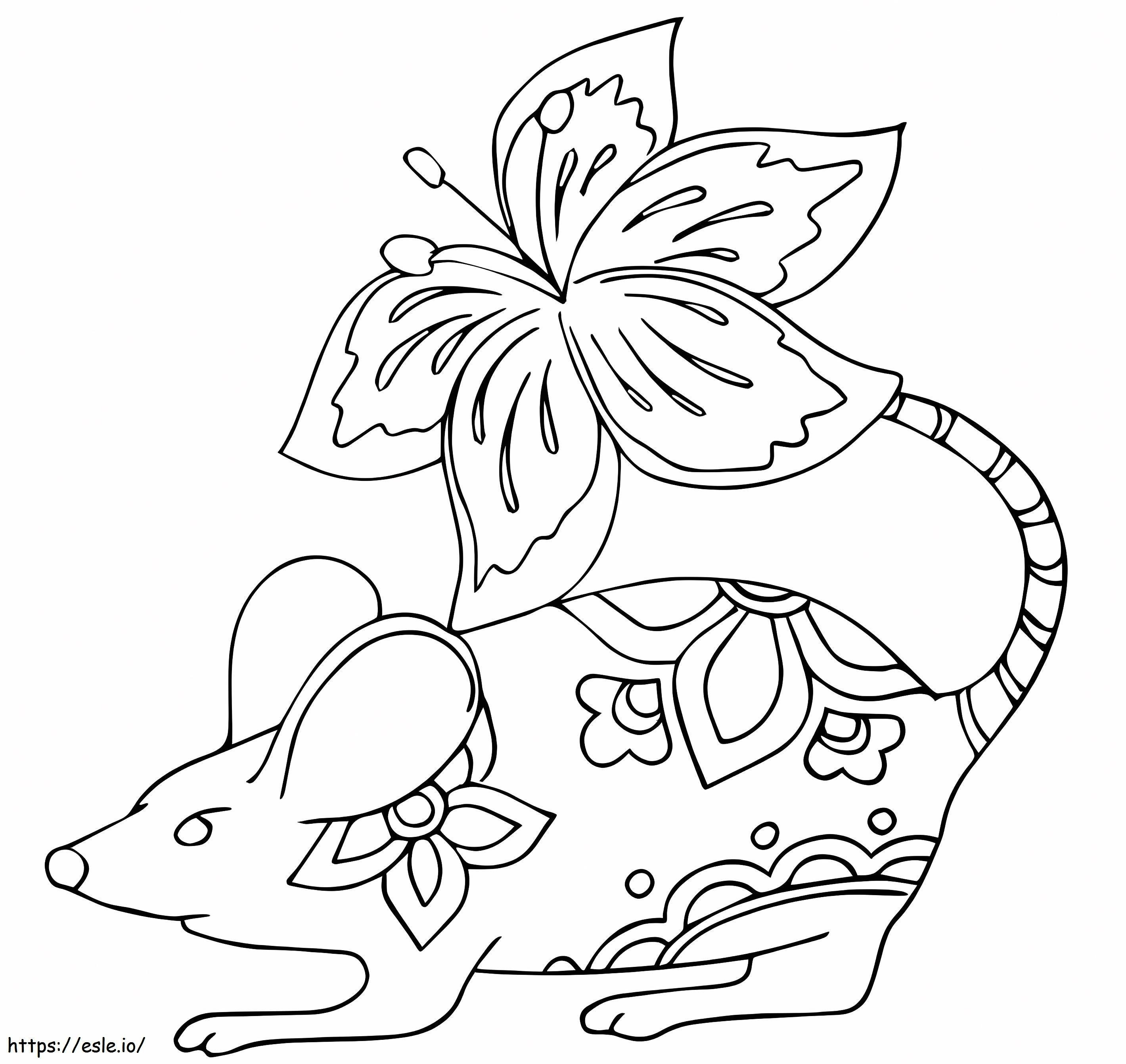 Flower Rat Alebrijes coloring page