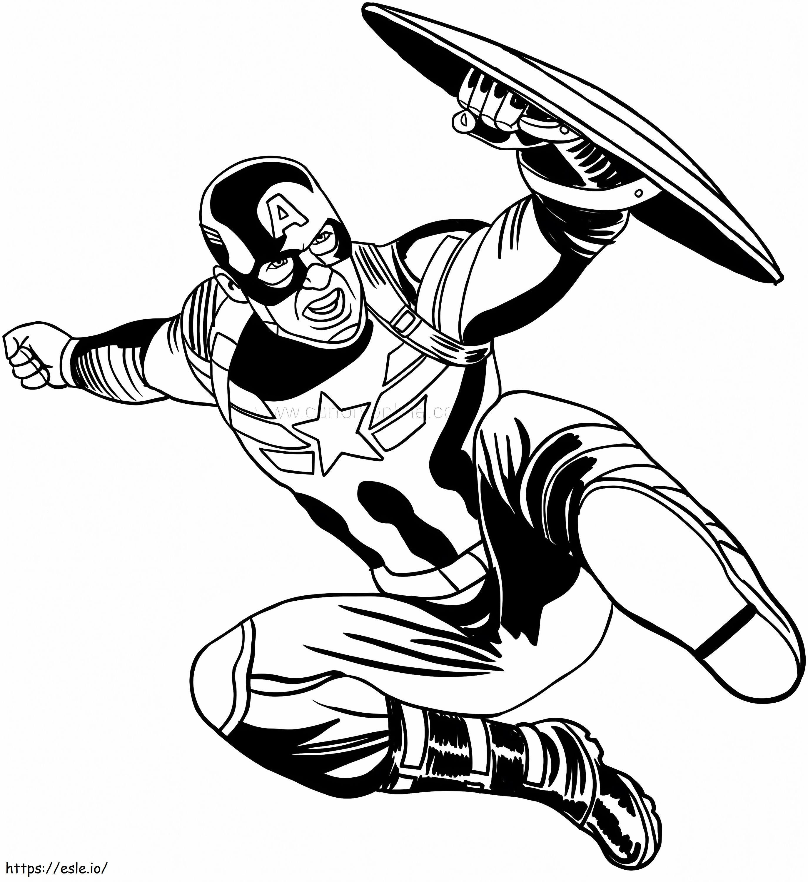 Captain America In Action coloring page