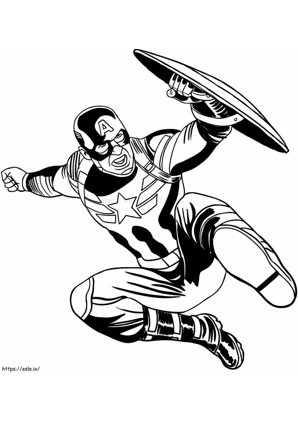Captain America In Action coloring page