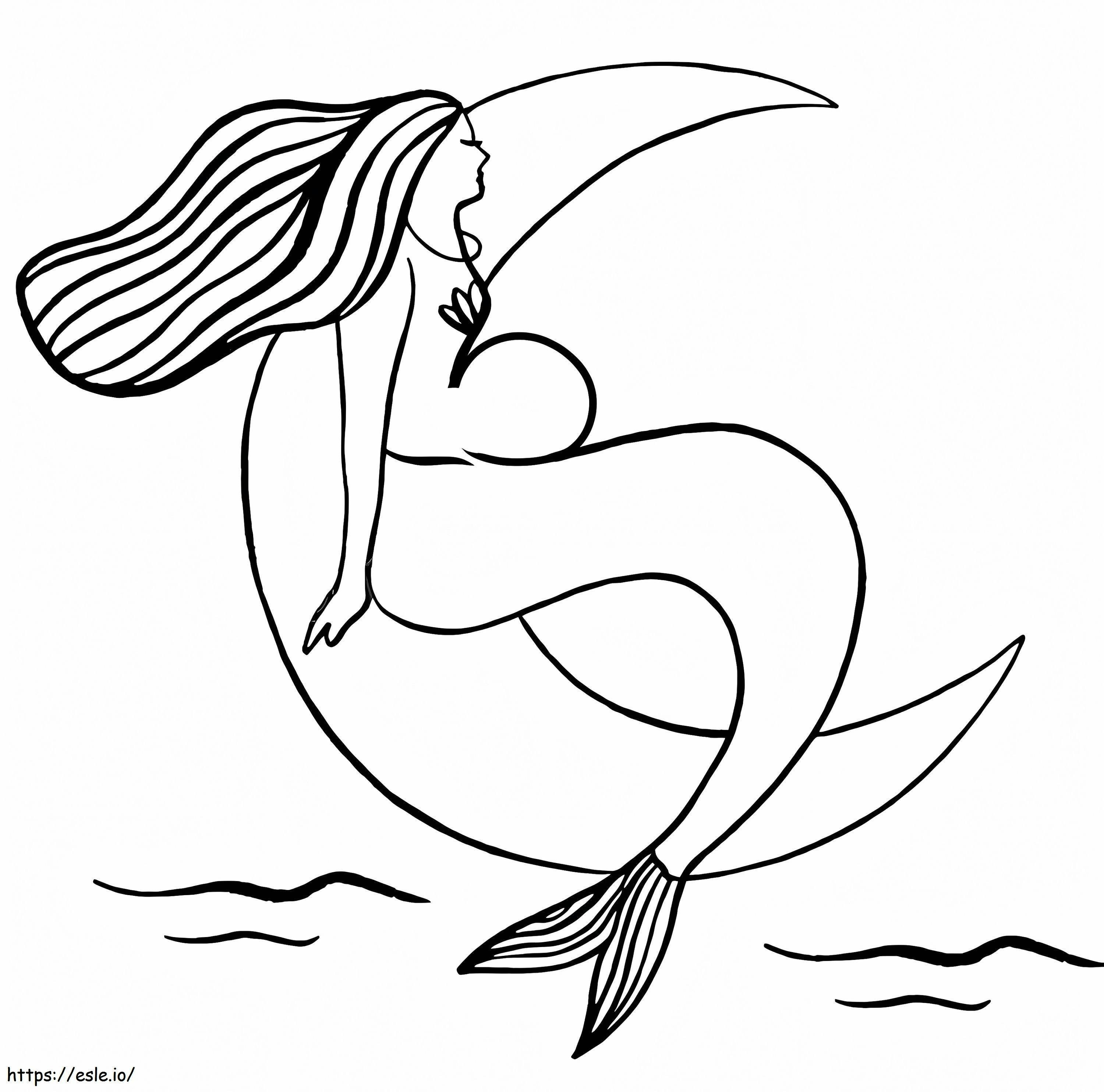 Meerjungfrau und Mond ausmalbilder