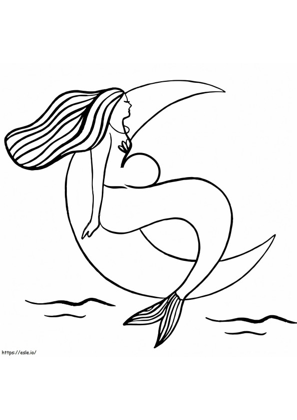 Mermaid And Moon coloring page