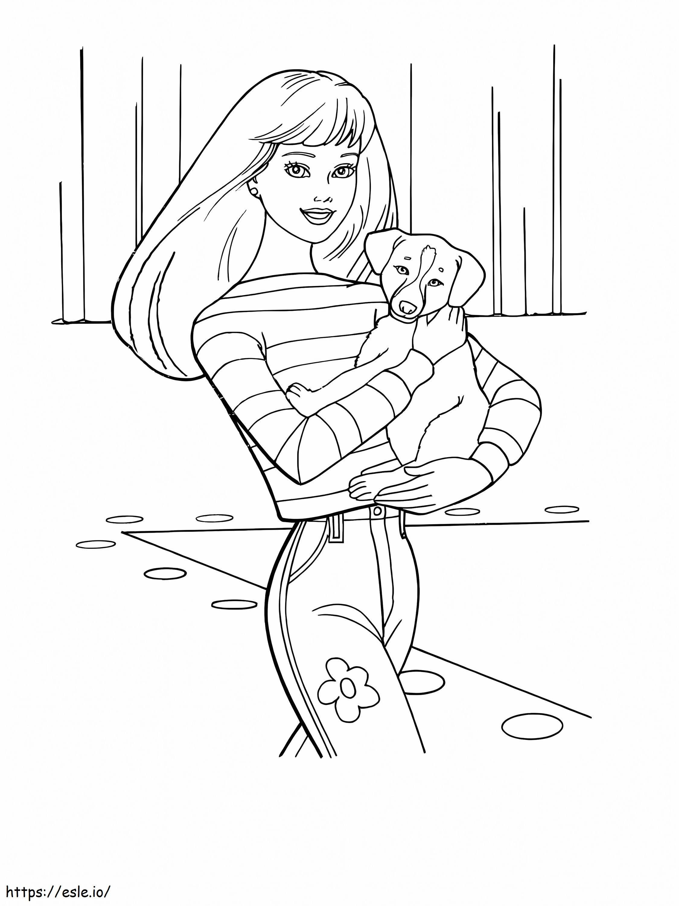 Barbie And A Dog coloring page