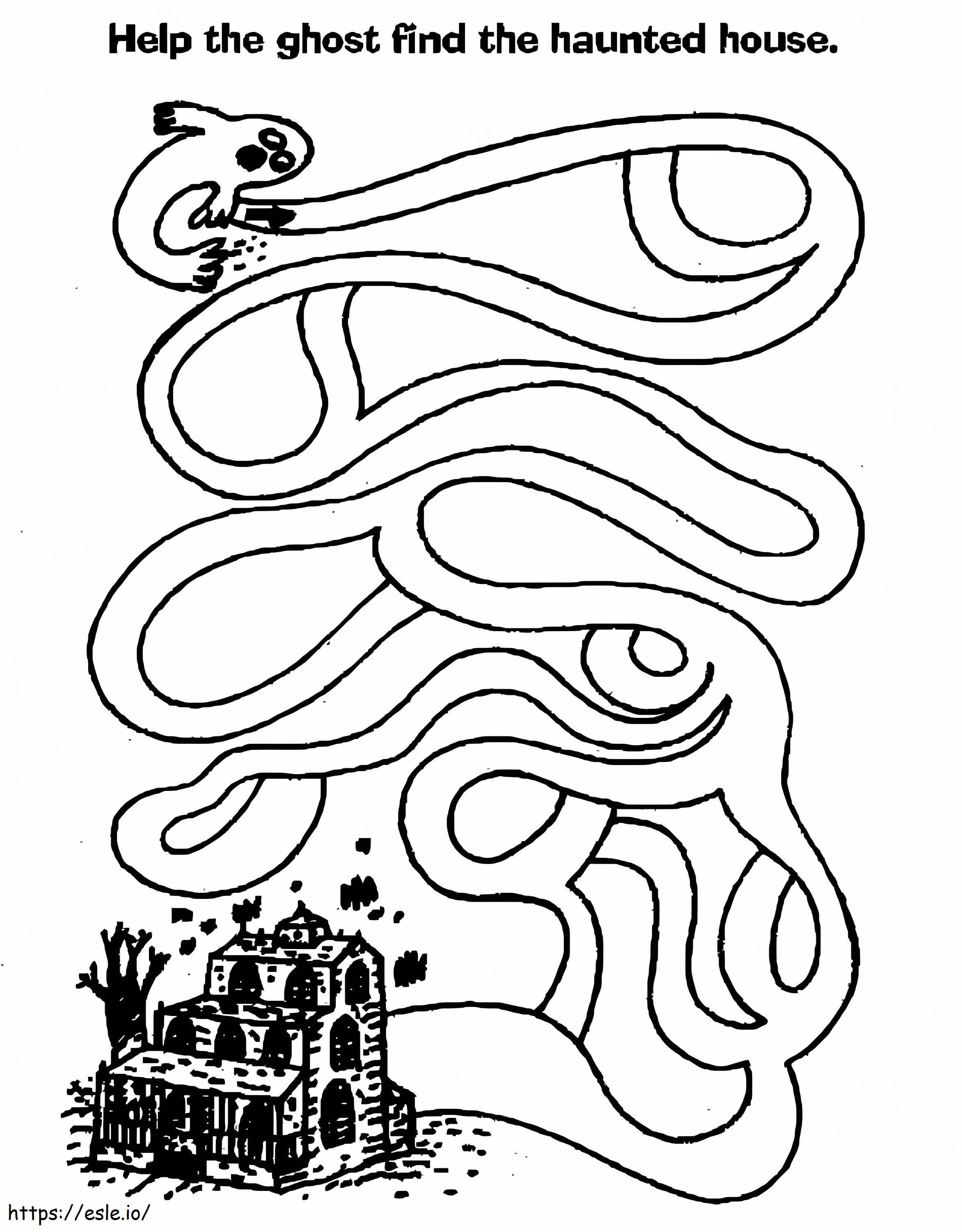 Haunted House Maze coloring page