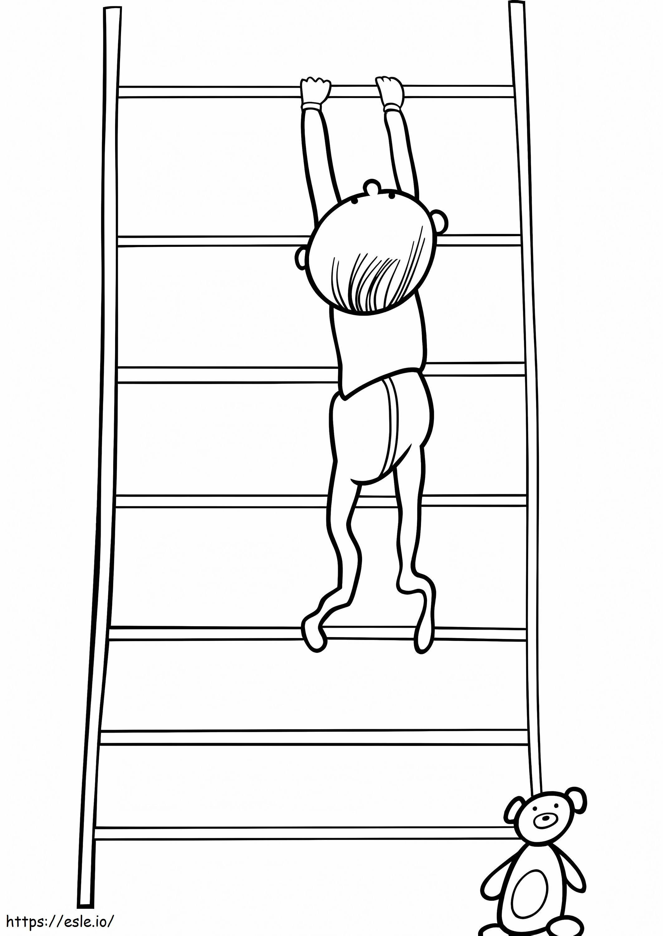 本棚に登る赤ちゃん ぬりえ - 塗り絵