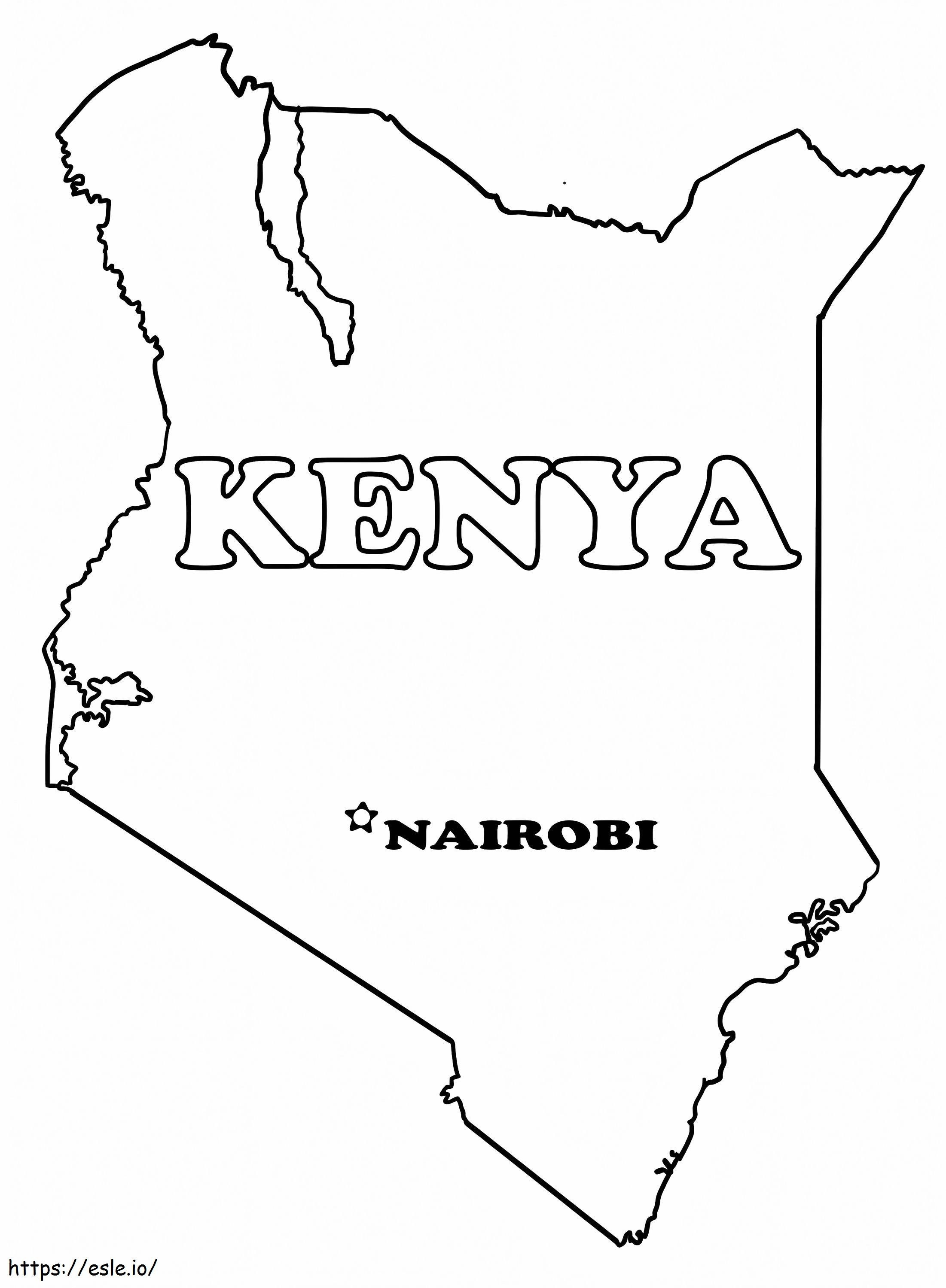 Mapa Kenii kolorowanka