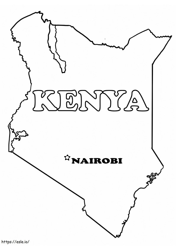 Kenian kartta värityskuva