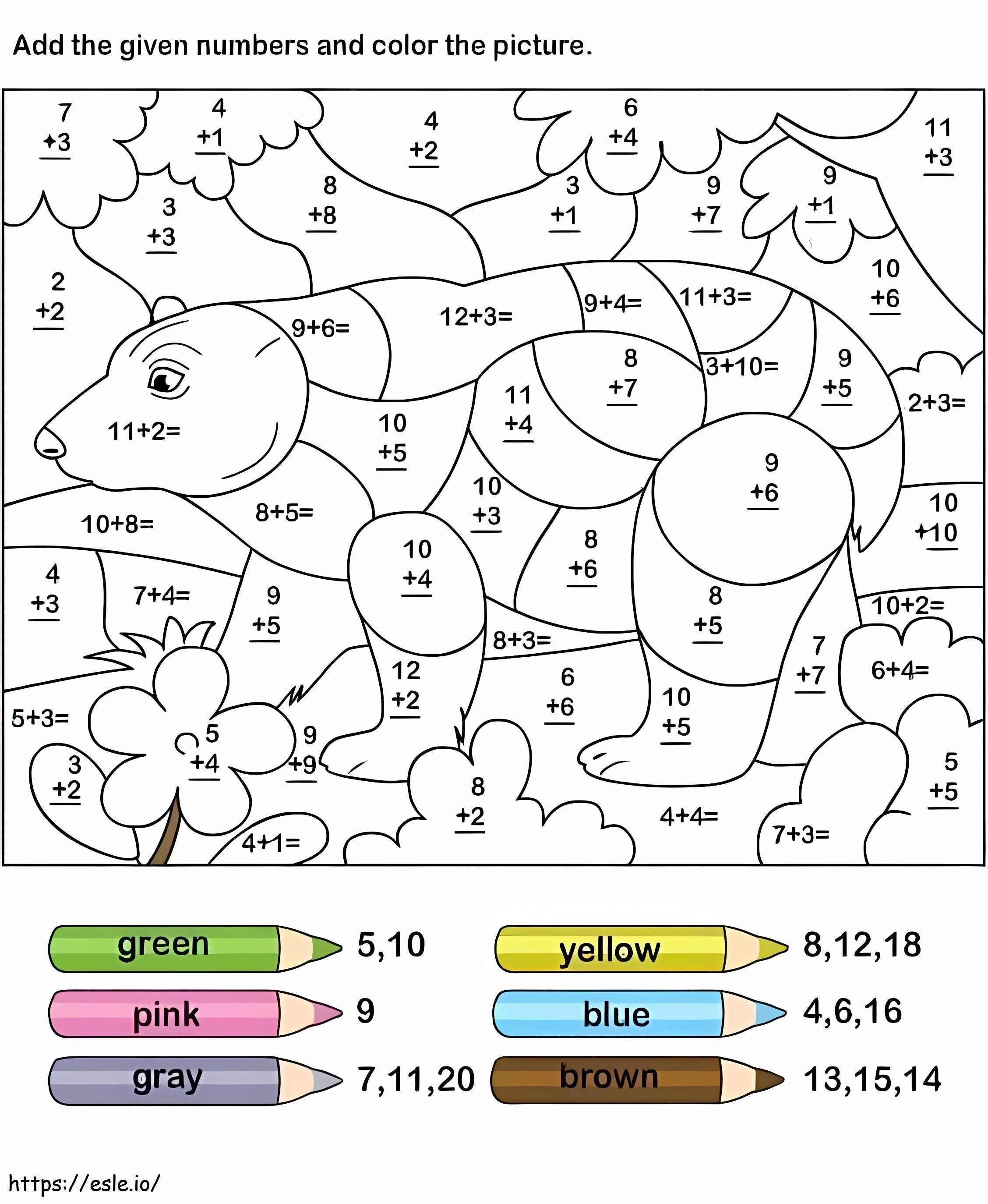 Páginas para colorear por suma de números para colorear