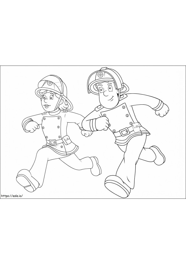 Penny And Fireman Sam Running coloring page