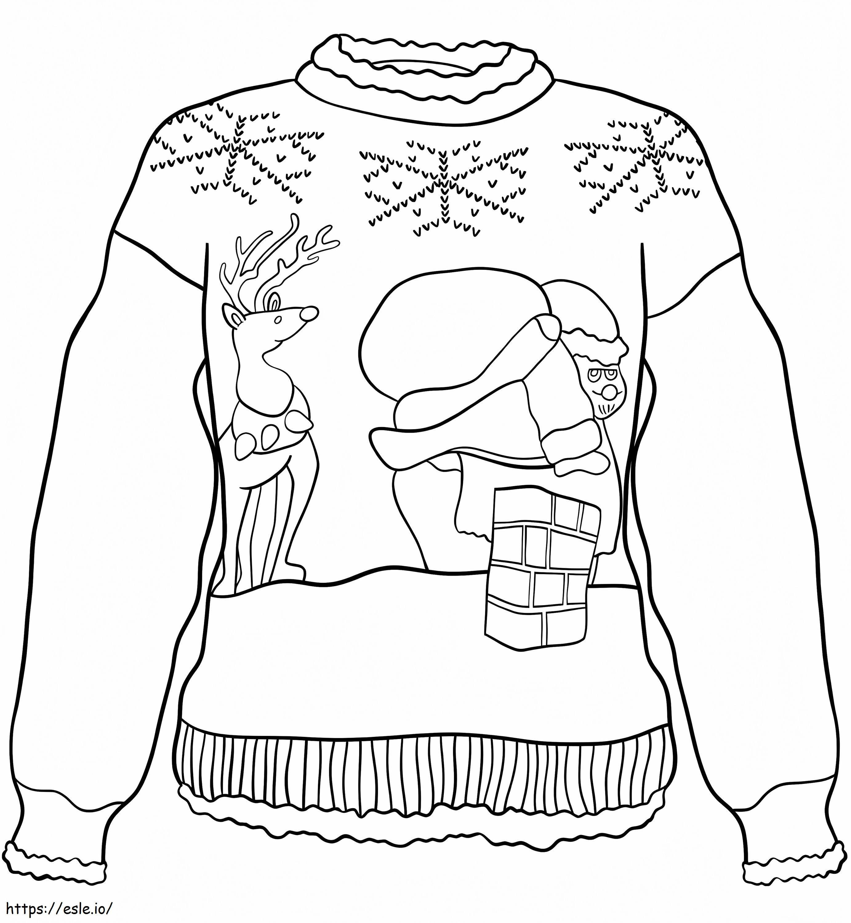 Suéter de Natal com Papai Noel para colorir