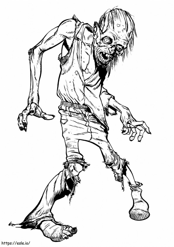 Coloriage Tirage à la main des zombies à imprimer dessin