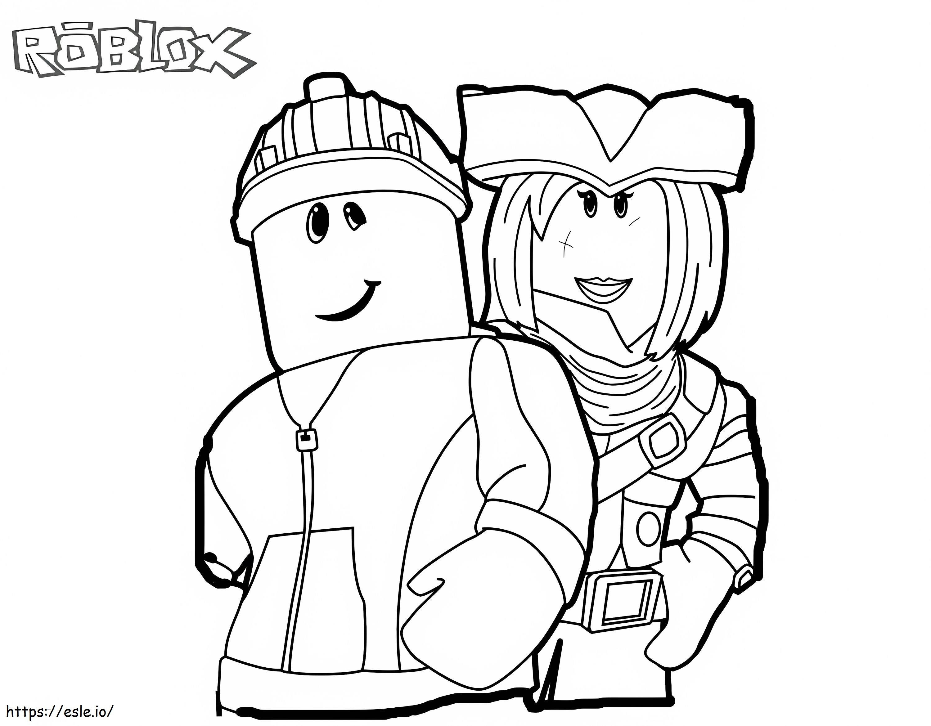 Coloriage Roblox avec deux personnages à imprimer dessin