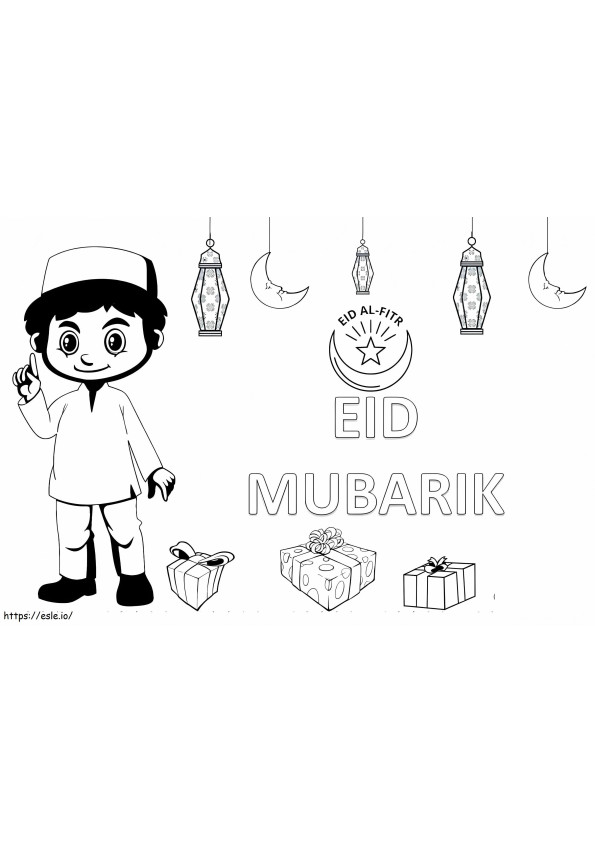Coloriage Eid Al-Fitr Mourabak à imprimer dessin