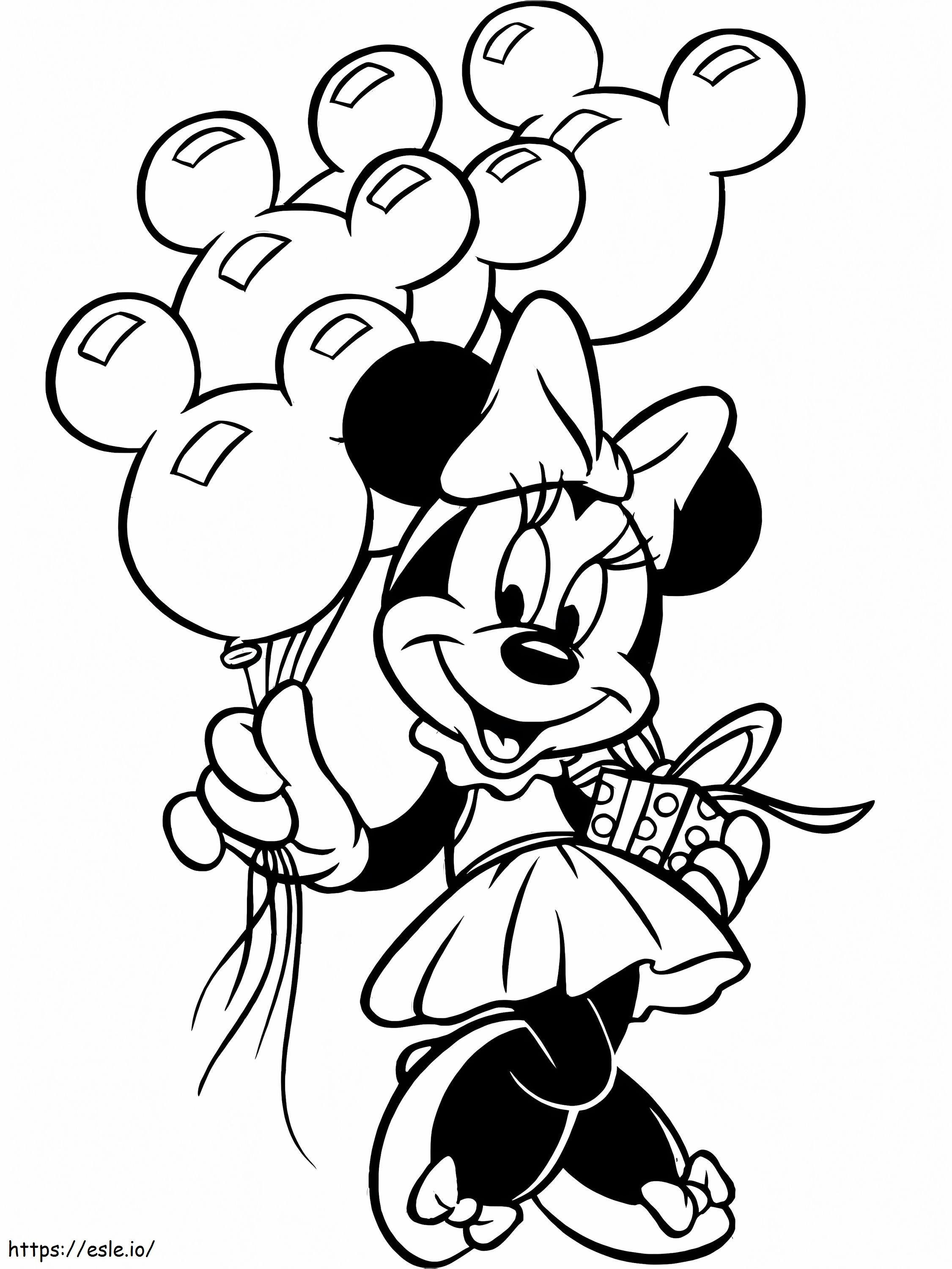 Minnie Mouse Dan Balon Gambar Mewarnai