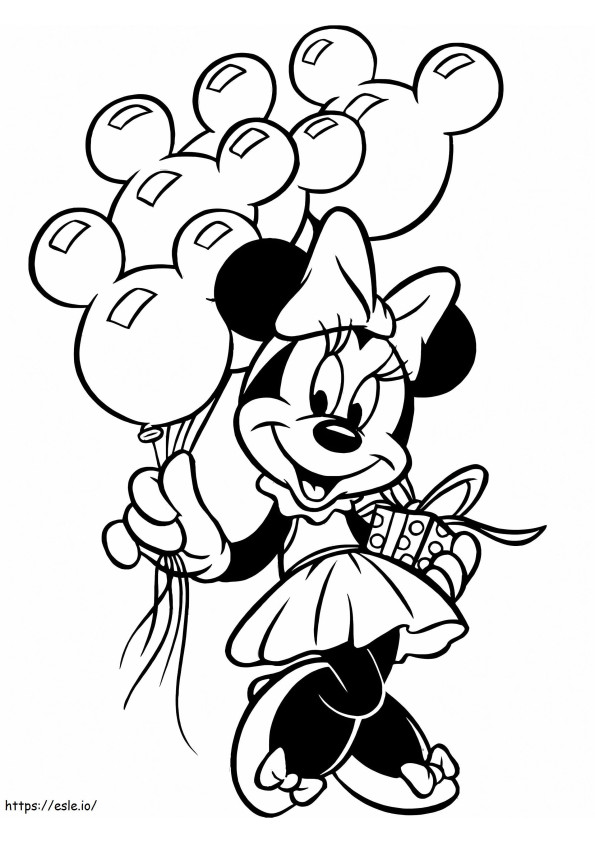 Coloriage Minnie Mouse et ballons à imprimer dessin