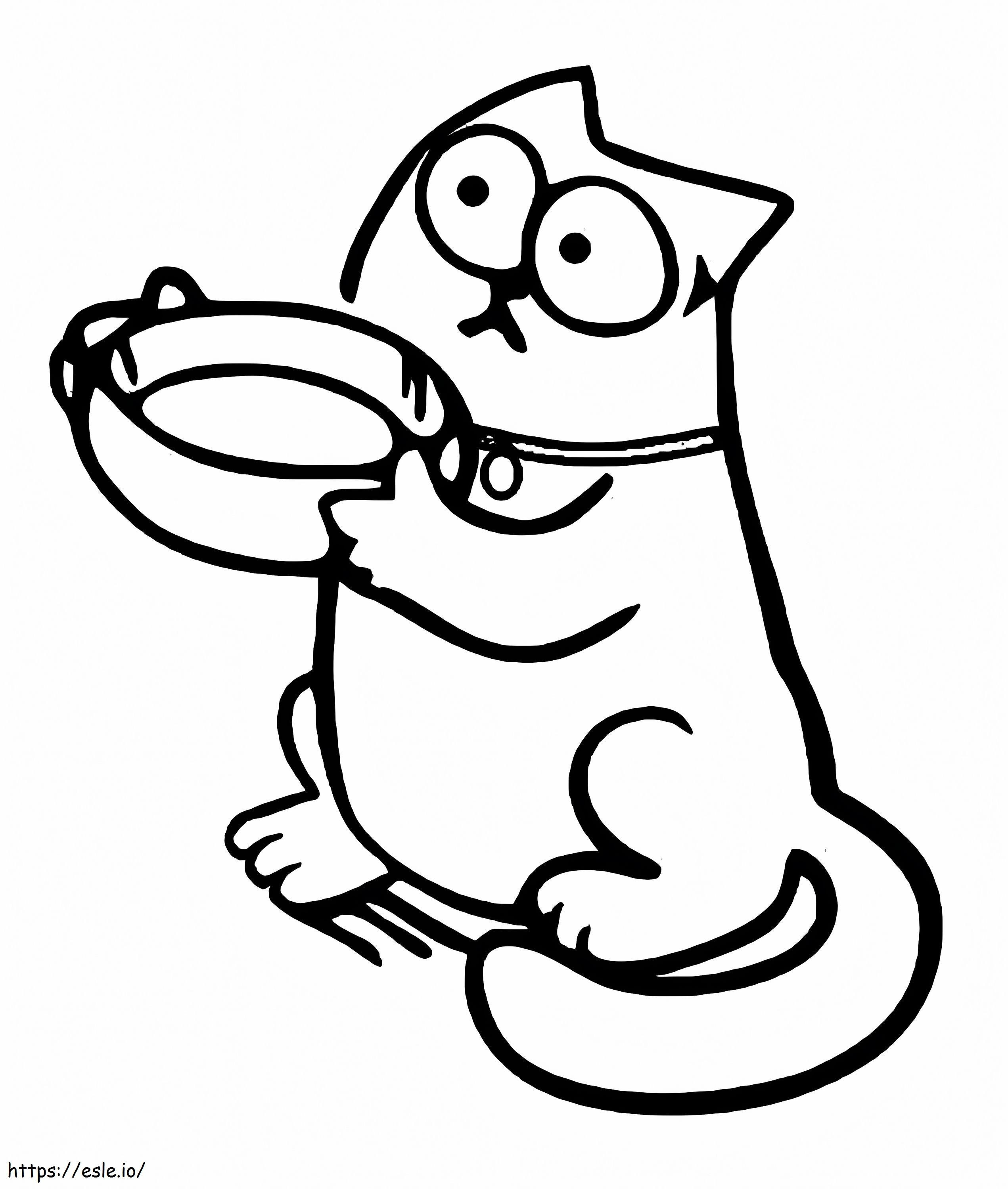 Simons Kedisi Yemek İçin Yalvarıyor boyama