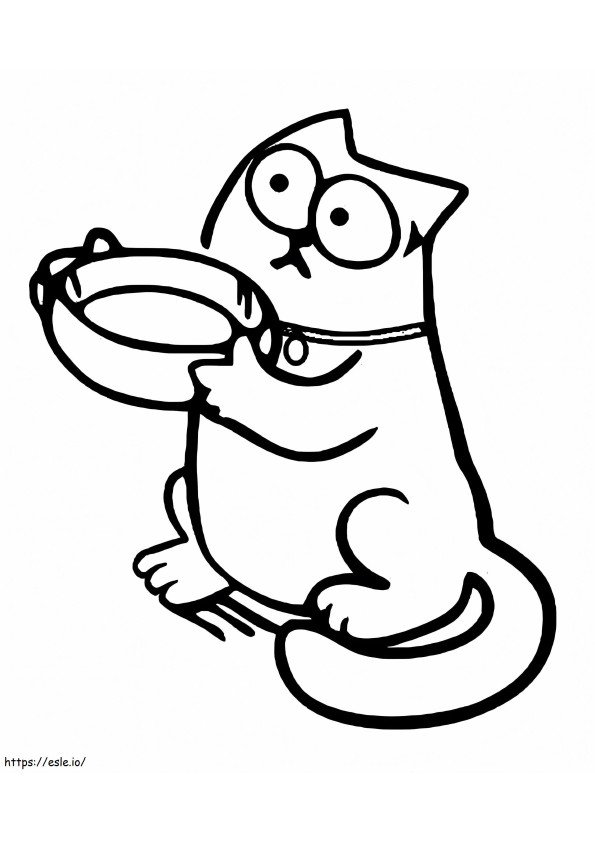 Coloriage Le chat Simons mendiant de la nourriture à imprimer dessin