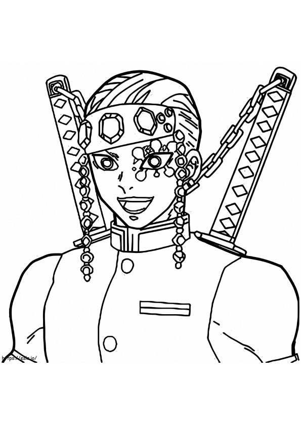 Smiling Right At Uzui coloring page