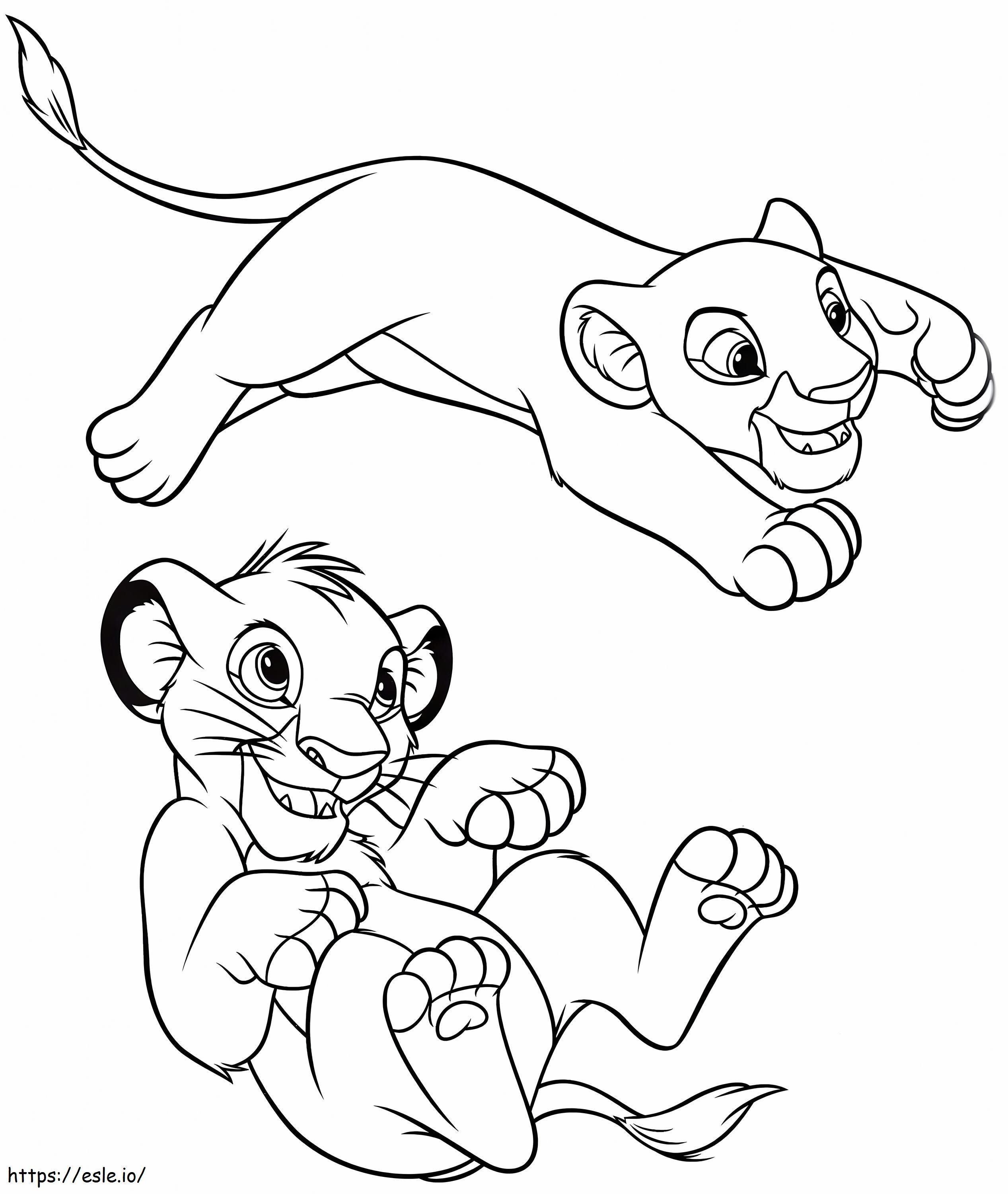 Leeuwenkoning Nala en Simba kleurplaat kleurplaat