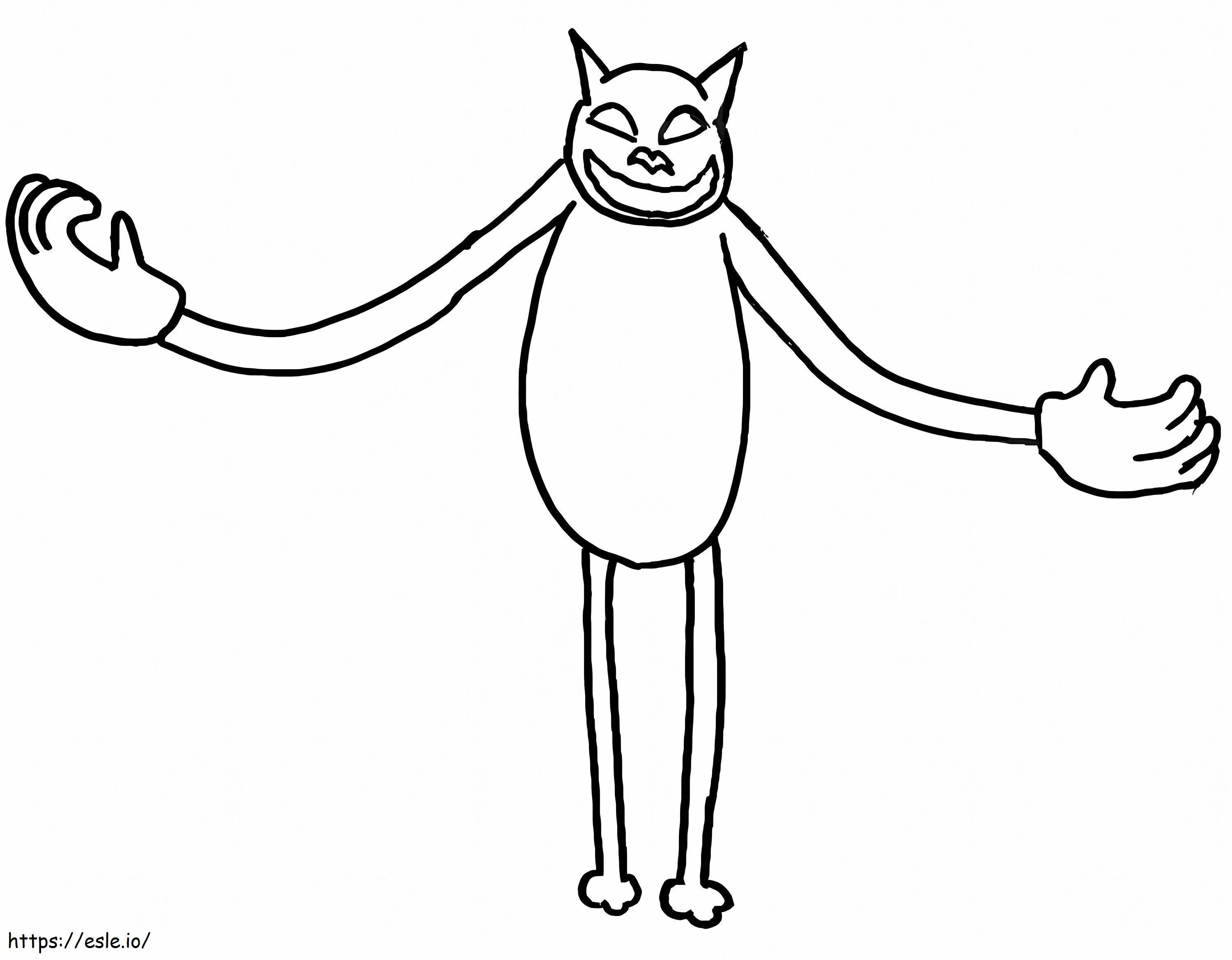 Gato gigante de desenho animado para colorir